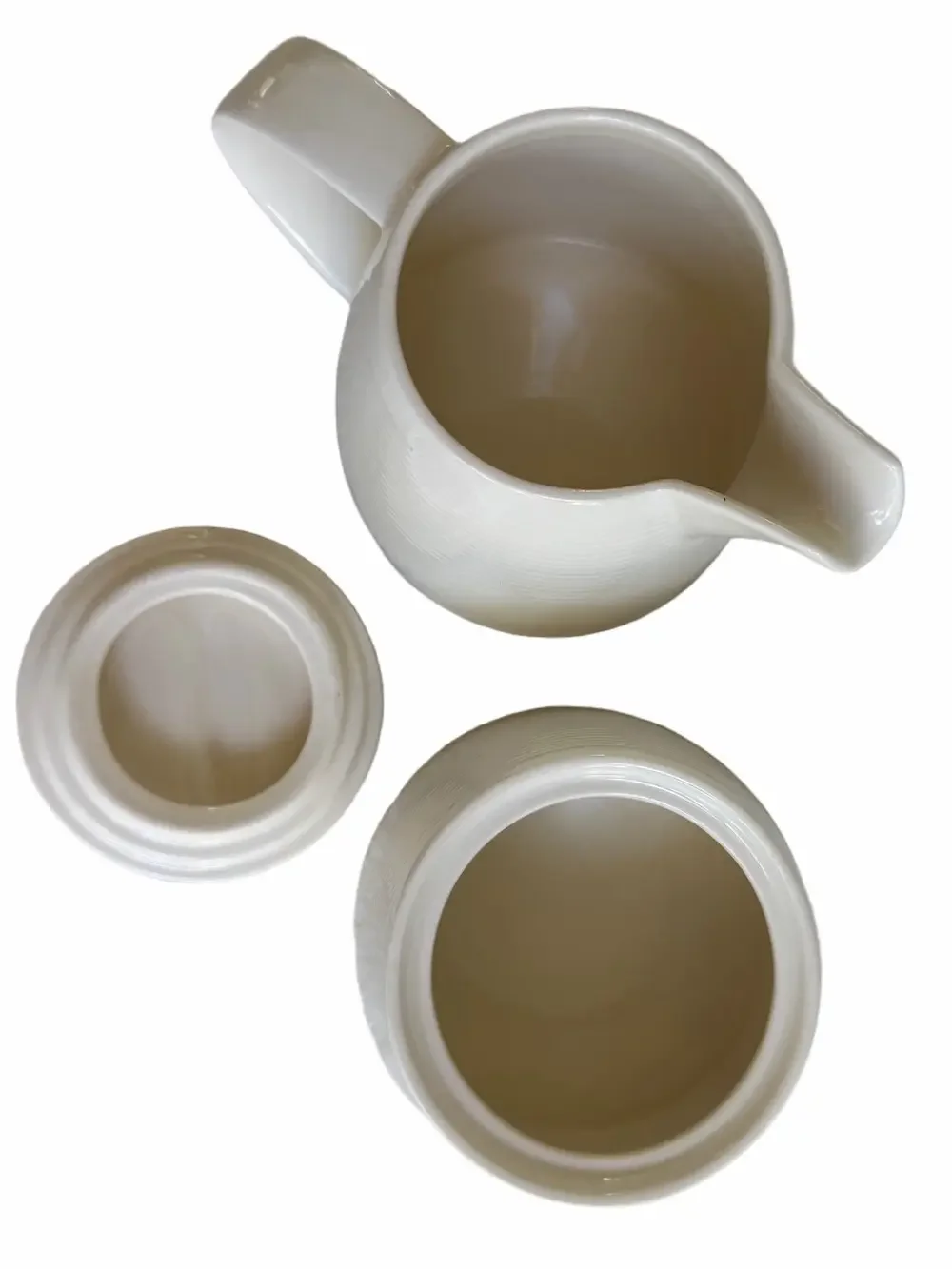 Gluckstein Home White Ivory Porcelain Sugar and Creamer Set Ribbed Texture